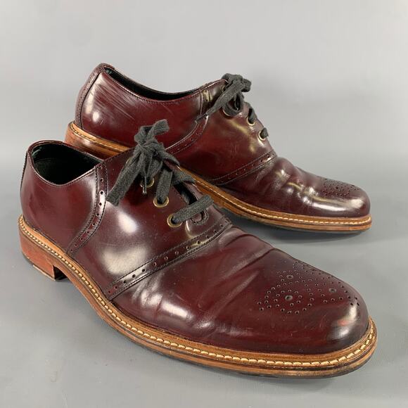 COLE HAAN Size 12 Burgundy Wingtip Leather Oxford Lace Up Shoes
